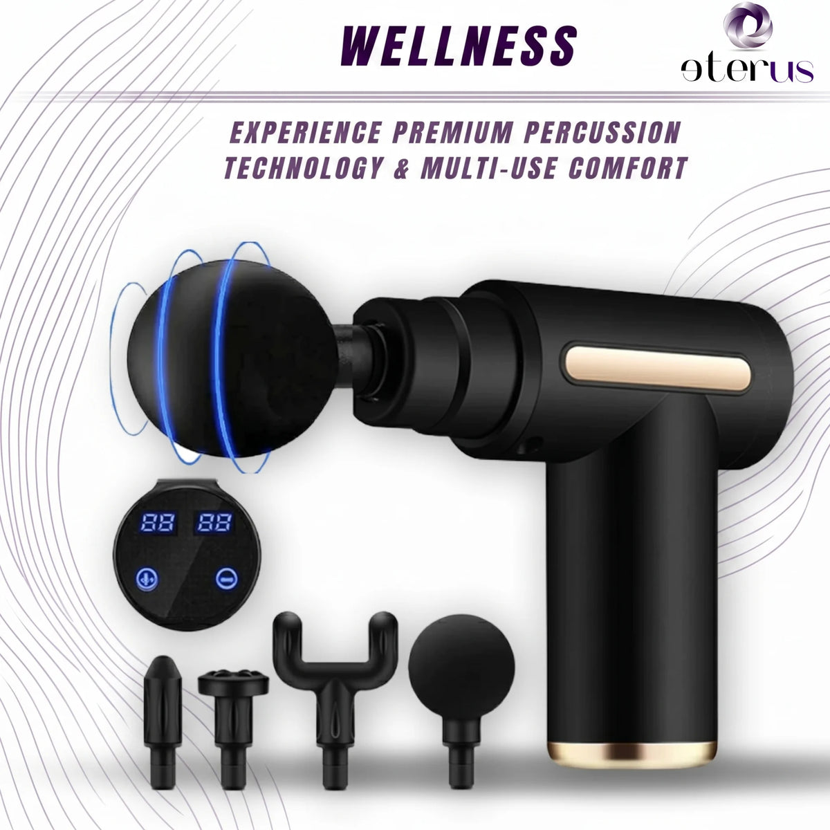 Eterus Cordless Percussion Muscle Massage Gun For Deep Tissue Relief