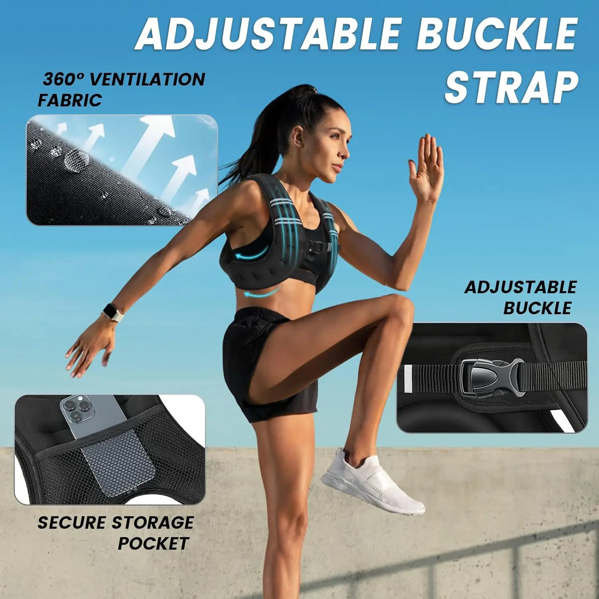 Reflective Adjustable Weight Training Vest For Fitness And Jogging