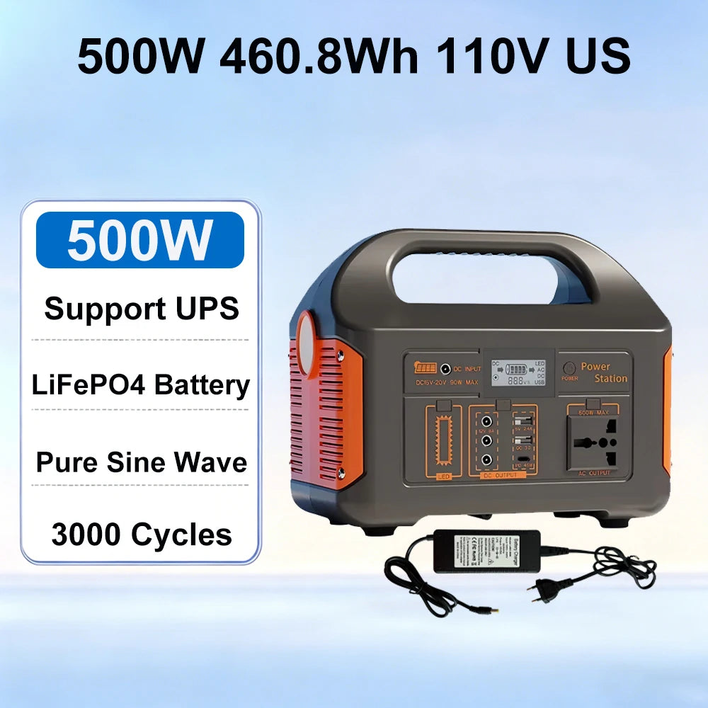 GaiaRay 460Wh Portable Power Station With LiFePO4 Battery 500W