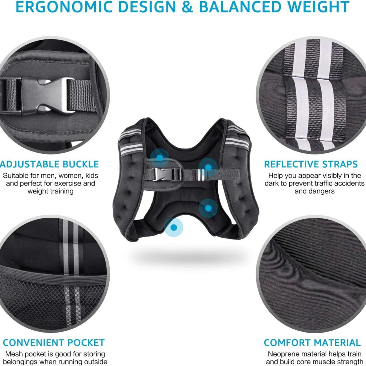 Reflective Adjustable Weight Training Vest For Fitness And Jogging