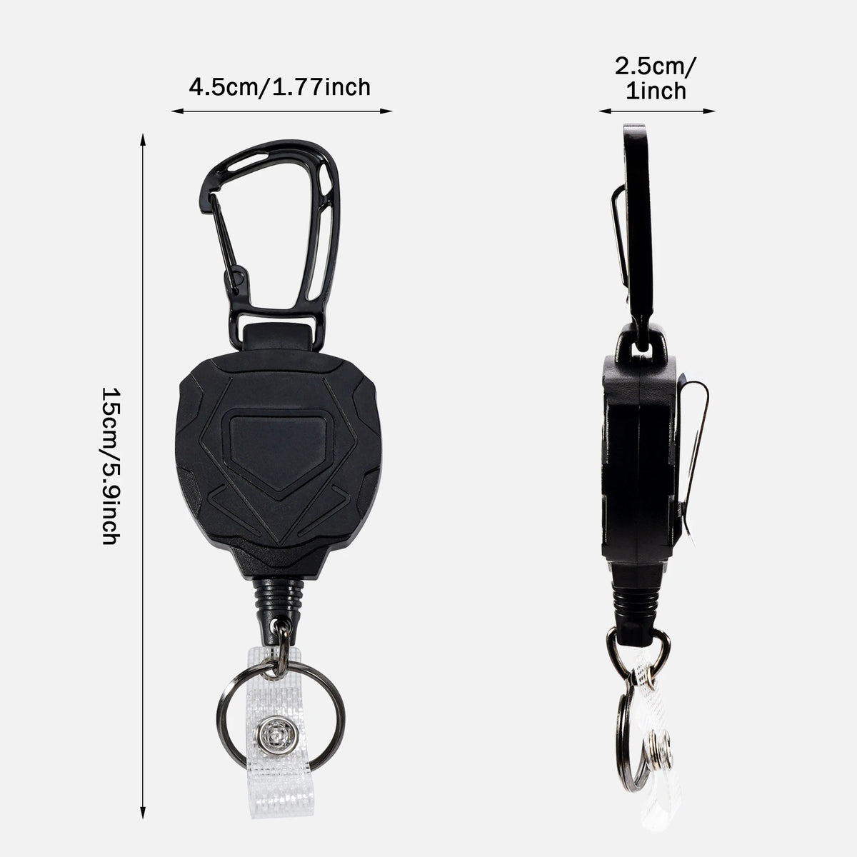 Retractable Key Chain Steel Wire Reel Carabiner Clip
