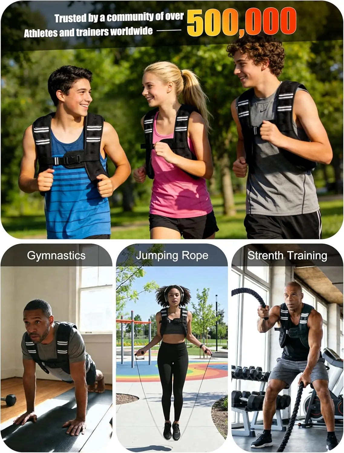 Reflective Adjustable Weight Training Vest For Fitness And Jogging
