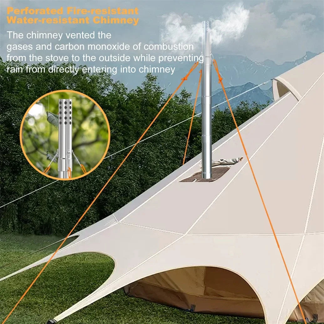 Portable Stainless Wood Burning Stove With Chimney For Camping