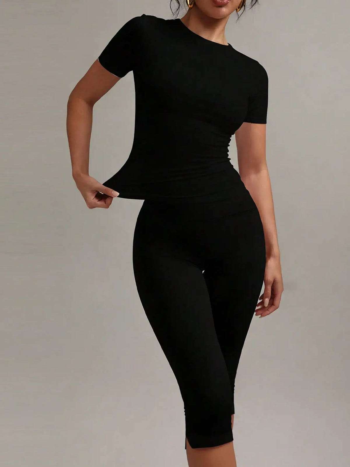Women Split Hem Elastic Athletic Pants For Workout Gym Use