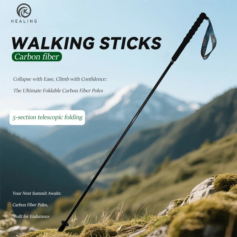 Okhealing Lightweight Collapsible Carbon Fiber Hiking Trekking Poles