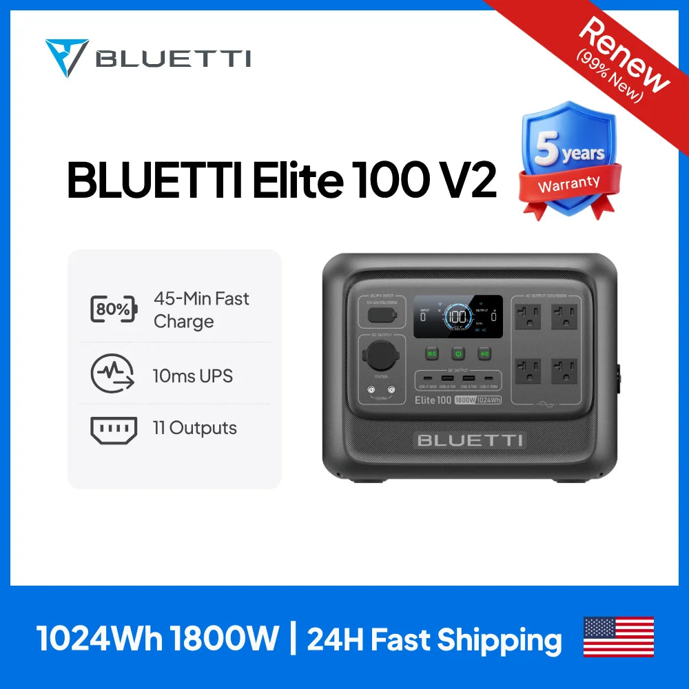 Bluetti Elite 100 V2 Portable Power Station 1800W Solar Generator