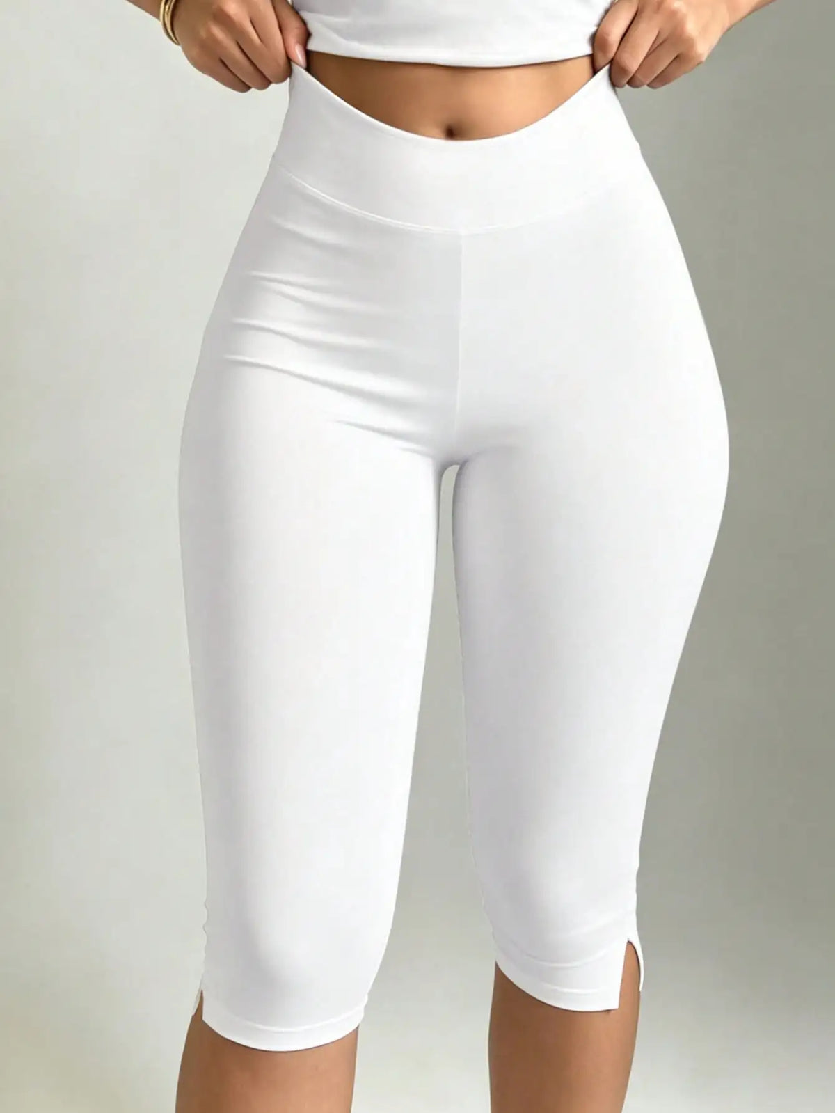 Women Split Hem Elastic Athletic Pants For Workout Gym Use