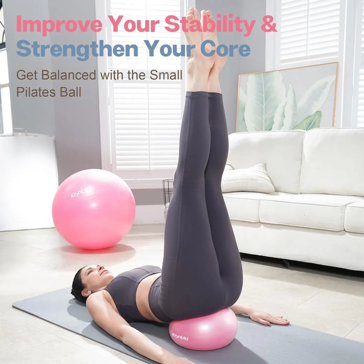 Kisnbld Slip Resistant Yoga Exercise Ball For Home Fitness Therapy