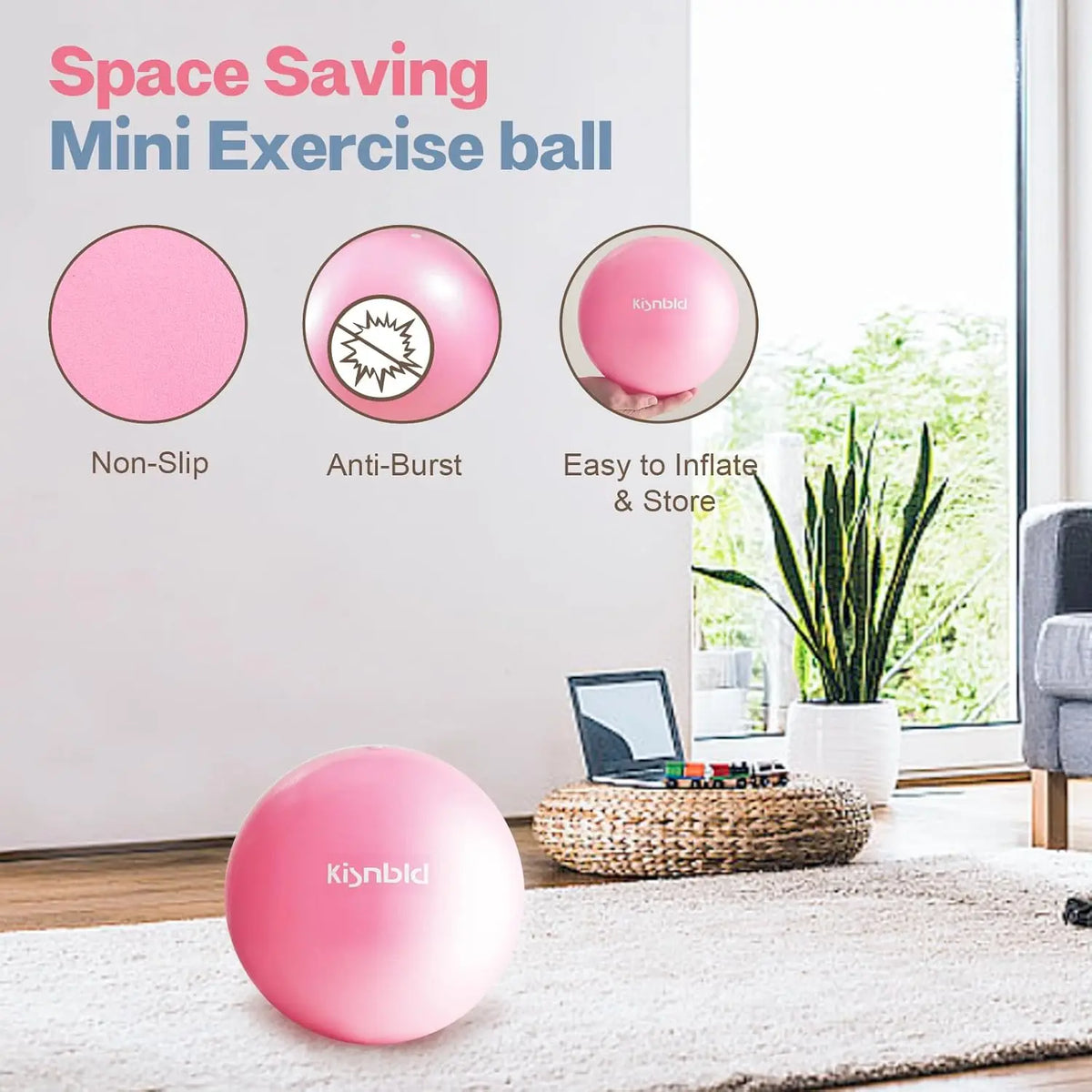 Kisnbld Slip Resistant Yoga Exercise Ball For Home Fitness Therapy