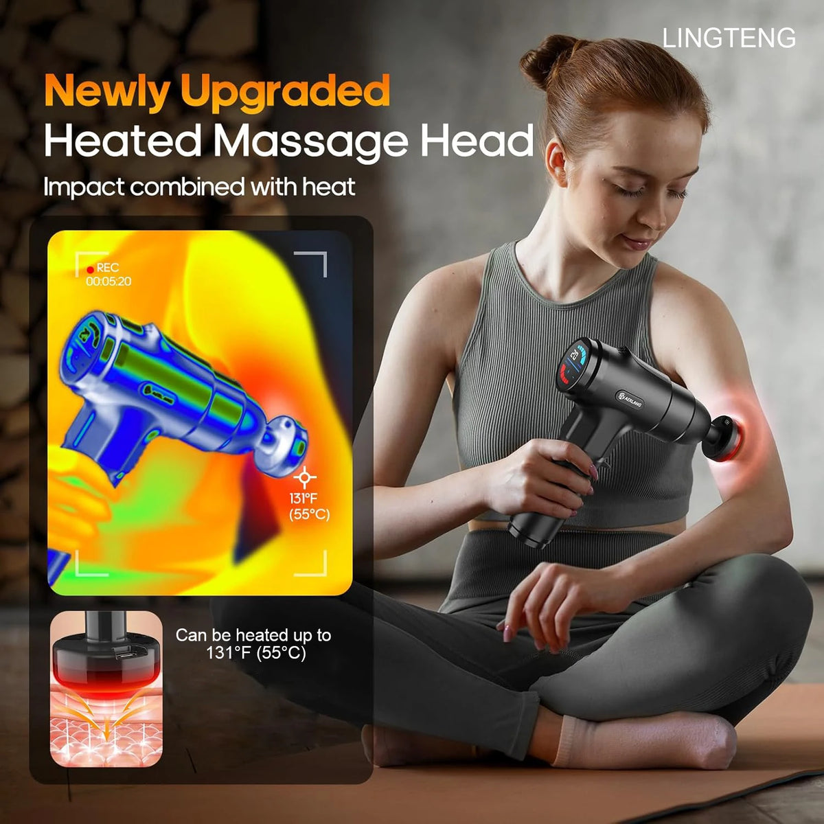 Lingteng Silent Heating Massage Gun For Deep Muscle Care