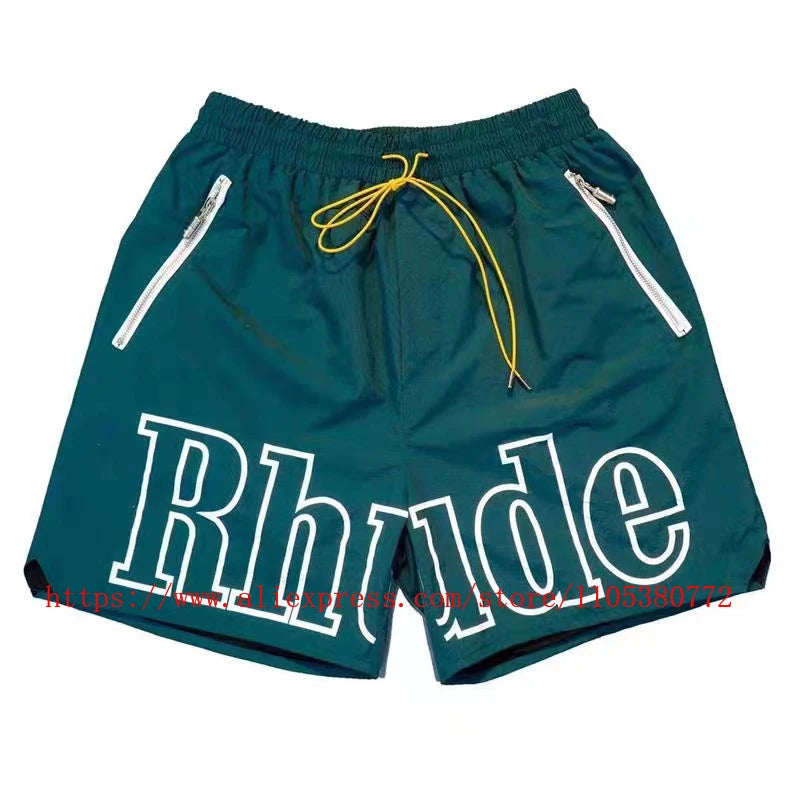 Men Casual Elastic Waist Drawstring Shorts With Zip Pockets