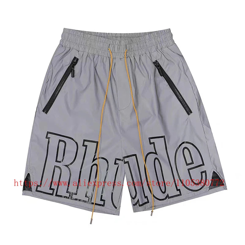 Men Casual Elastic Waist Drawstring Shorts With Zip Pockets