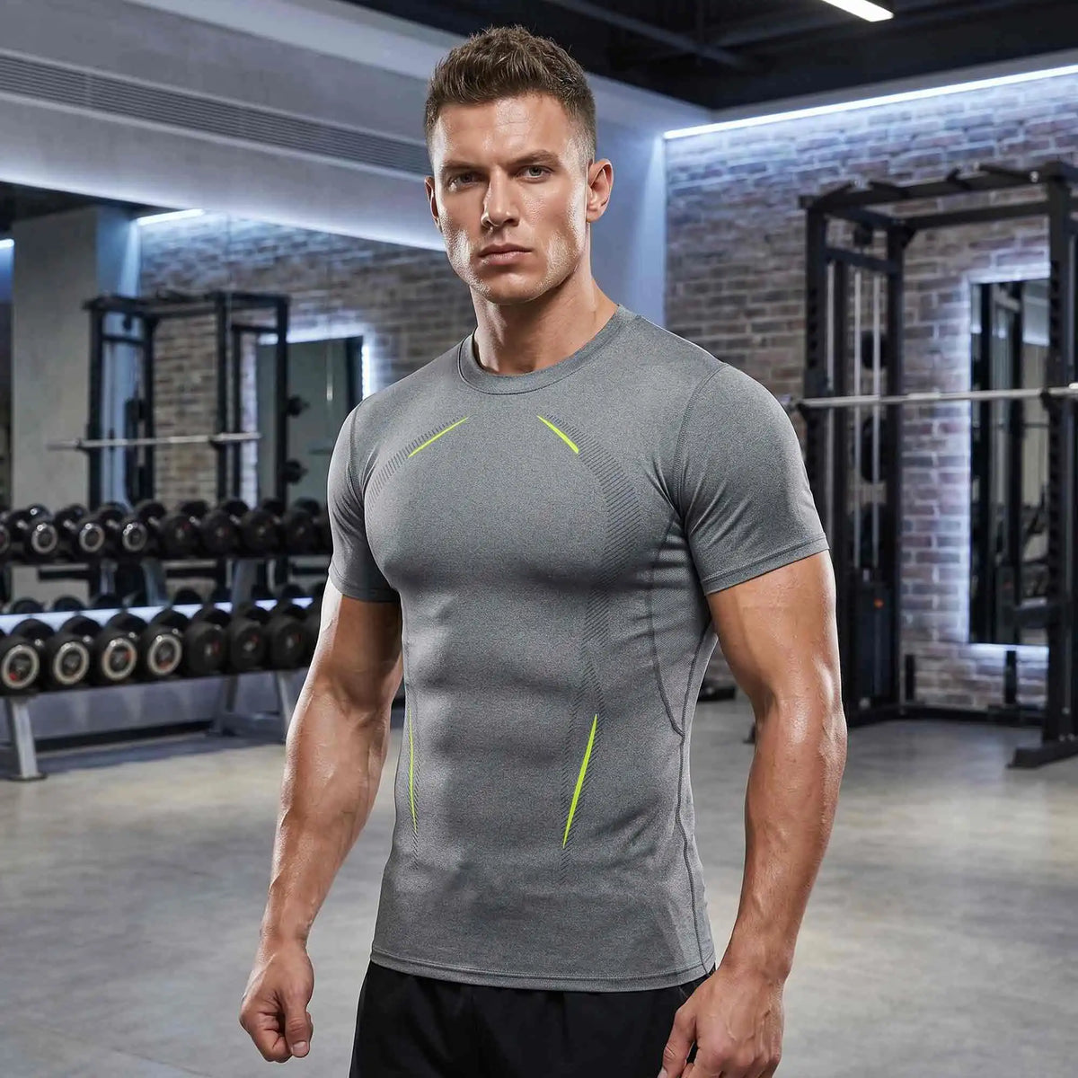 Mens Compression Workout Shirt Quick Dry Moisture Wicking Tee