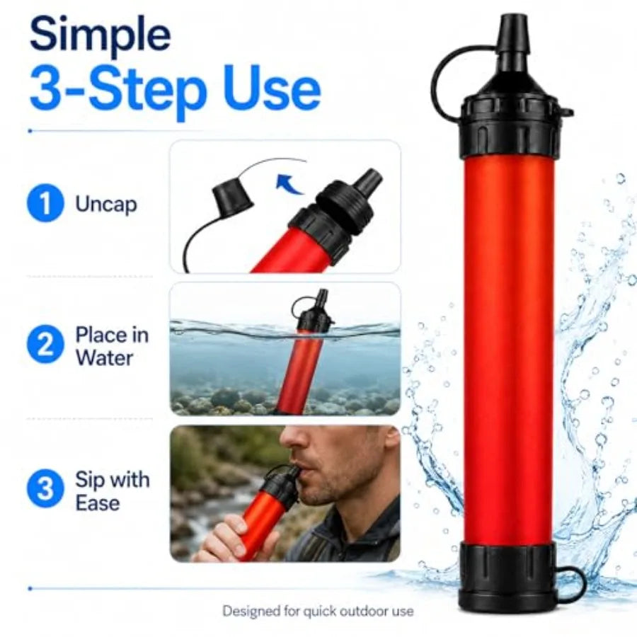 Portable Water Filter Straw Hollow Fiber Membrane For Camping Travel