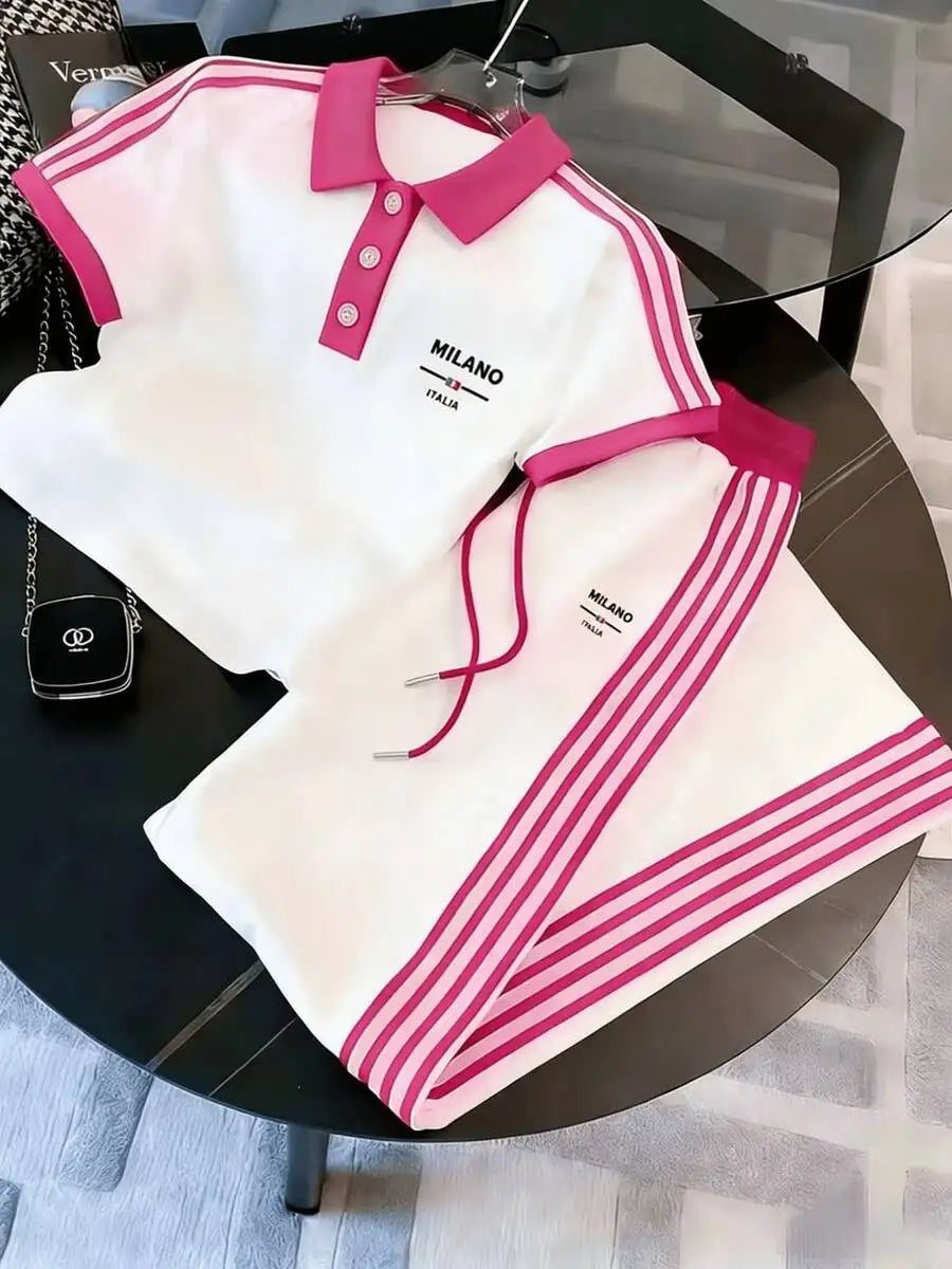 Men Striped Polo Coords Set For Casual Sportswear Outfits