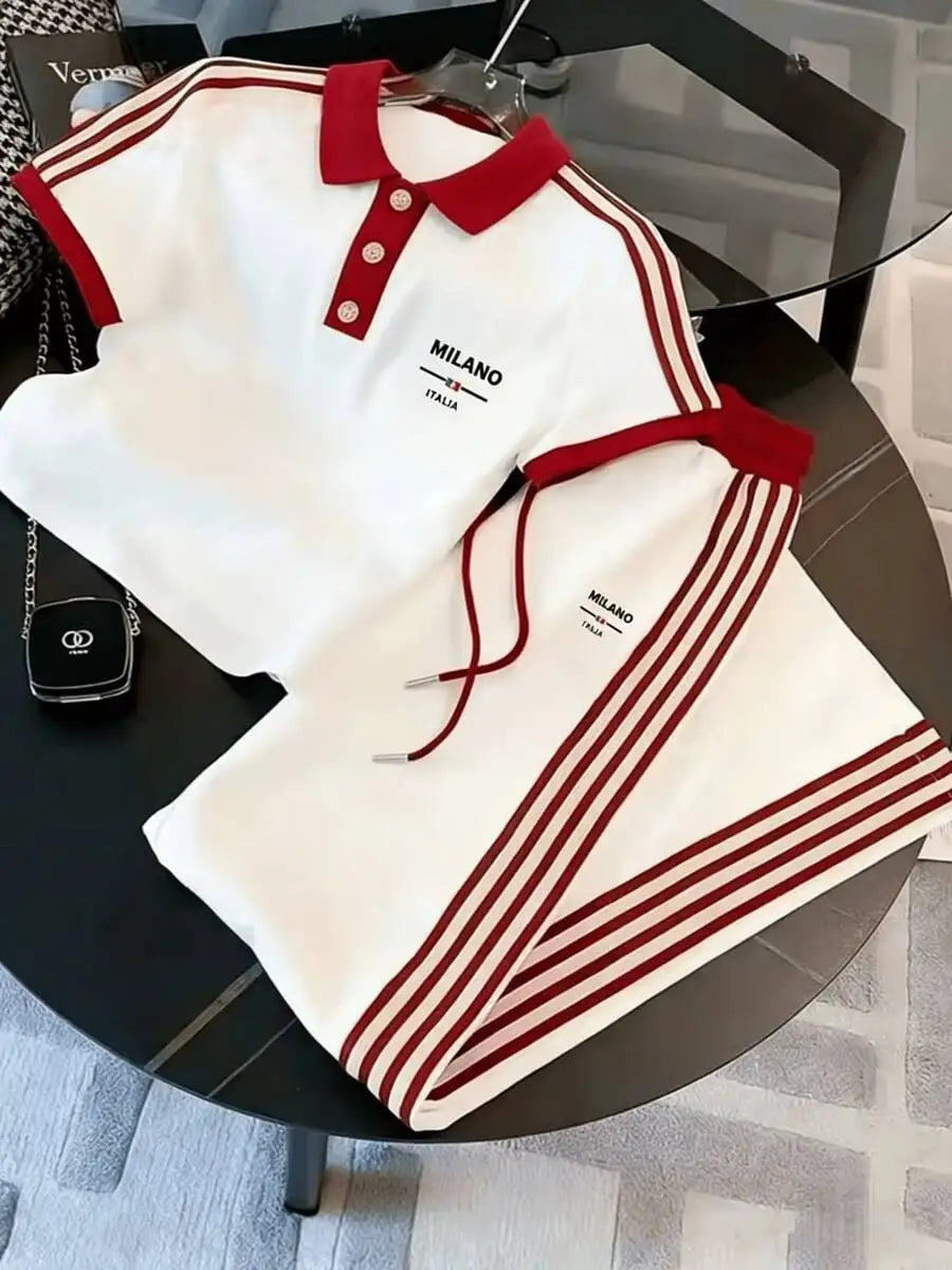 Men Striped Polo Coords Set For Casual Sportswear Outfits