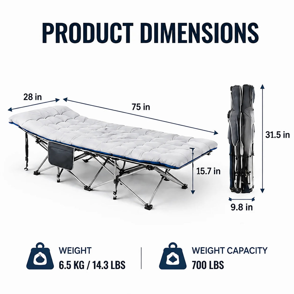 Premium Folding Camping Cot With Thick Mattress And Steel Frame
