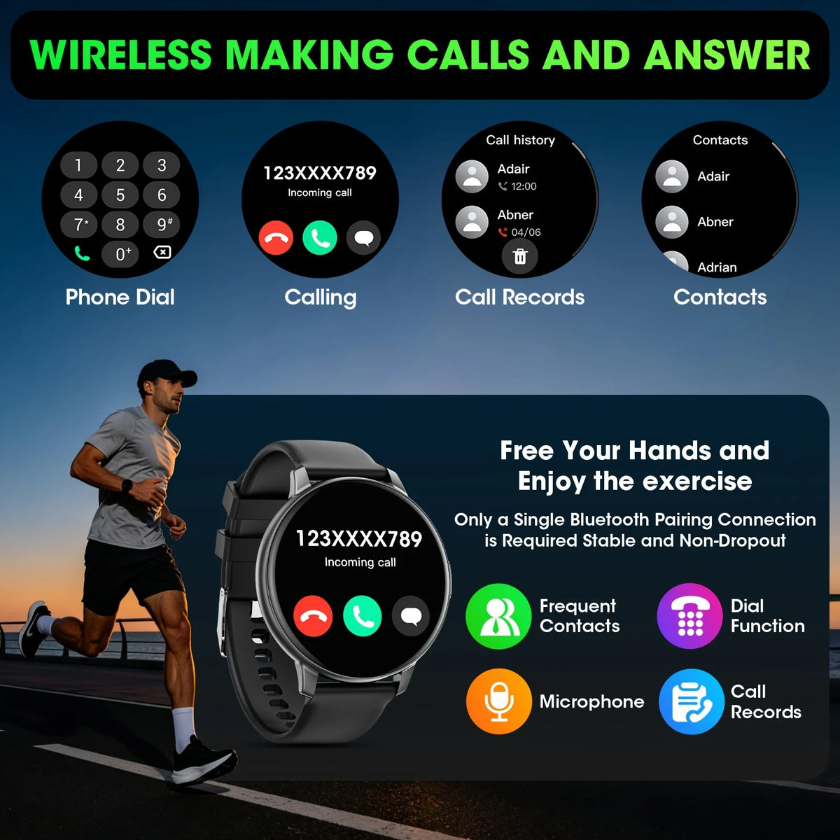 Erun Smart Watch Featuring Wireless Calling And Activity Monitoring