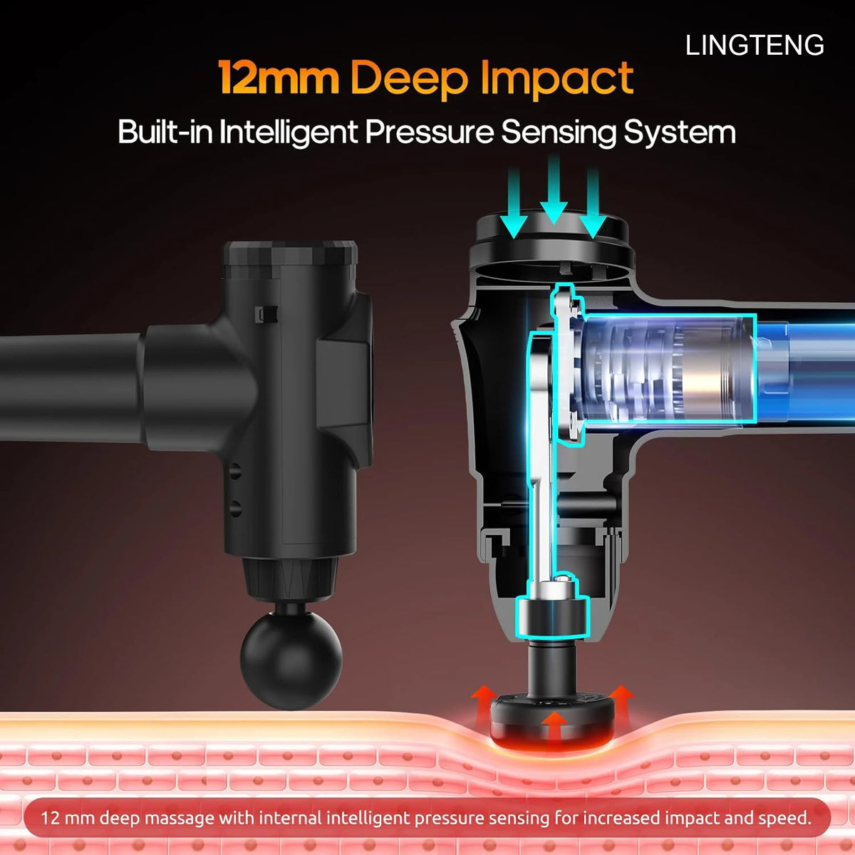 Lingteng Silent Heating Massage Gun For Deep Muscle Care