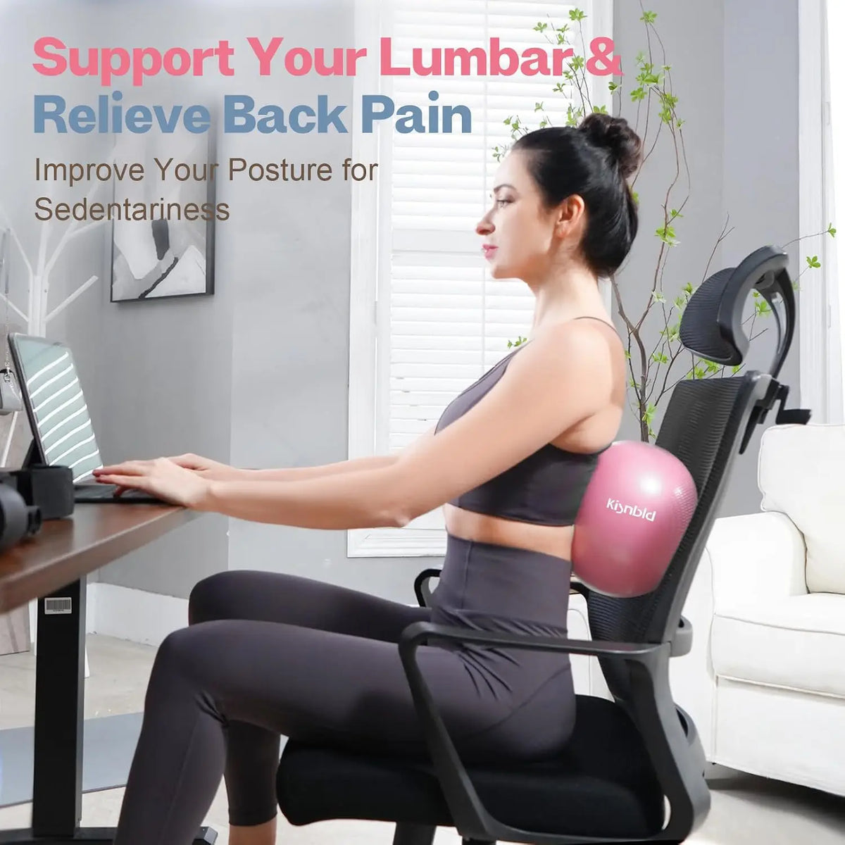Kisnbld Slip Resistant Yoga Exercise Ball For Home Fitness Therapy