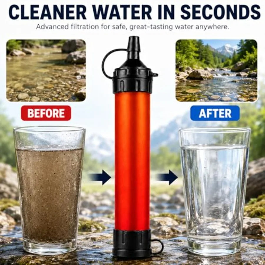Portable Water Filter Straw Hollow Fiber Membrane For Camping Travel