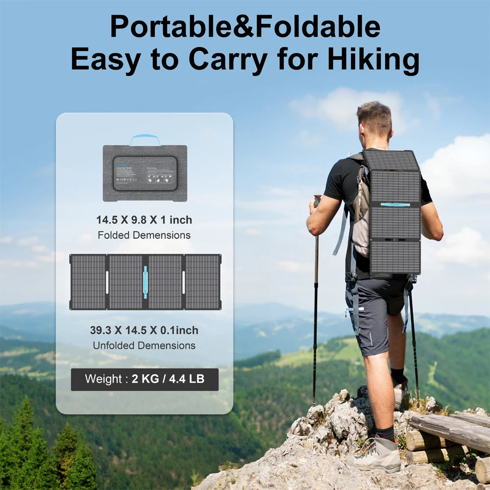 E-POWO 60W Foldable Solar Panel With IP67 Waterproof Charger