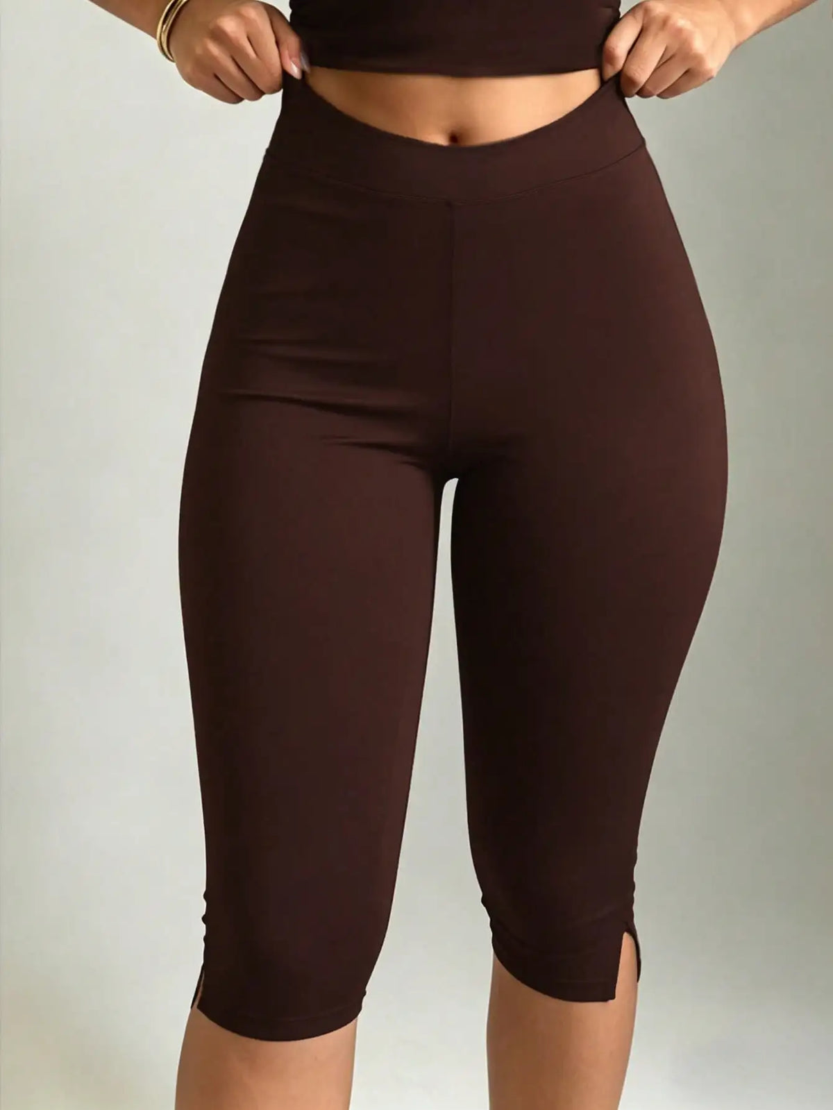 Women Split Hem Elastic Athletic Pants For Workout Gym Use