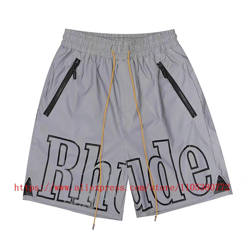 Men Casual Elastic Waist Drawstring Shorts With Zip Pockets