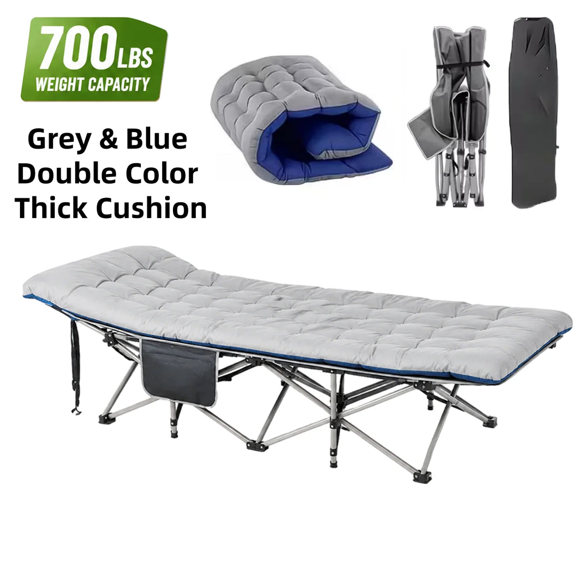 Premium Folding Camping Cot With Thick Mattress And Steel Frame