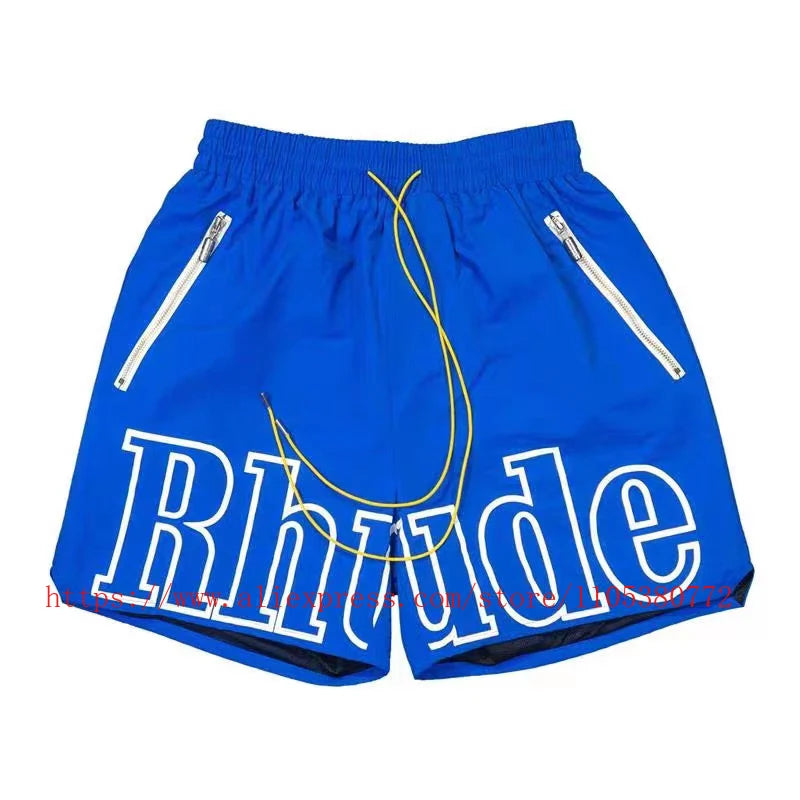 Men Casual Elastic Waist Drawstring Shorts With Zip Pockets
