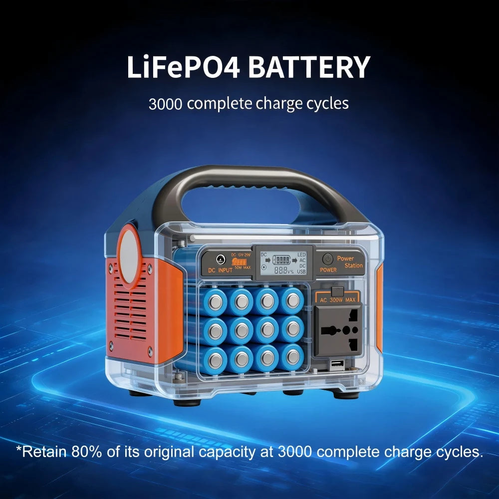 GaiaRay 460Wh Portable Power Station With LiFePO4 Battery 500W