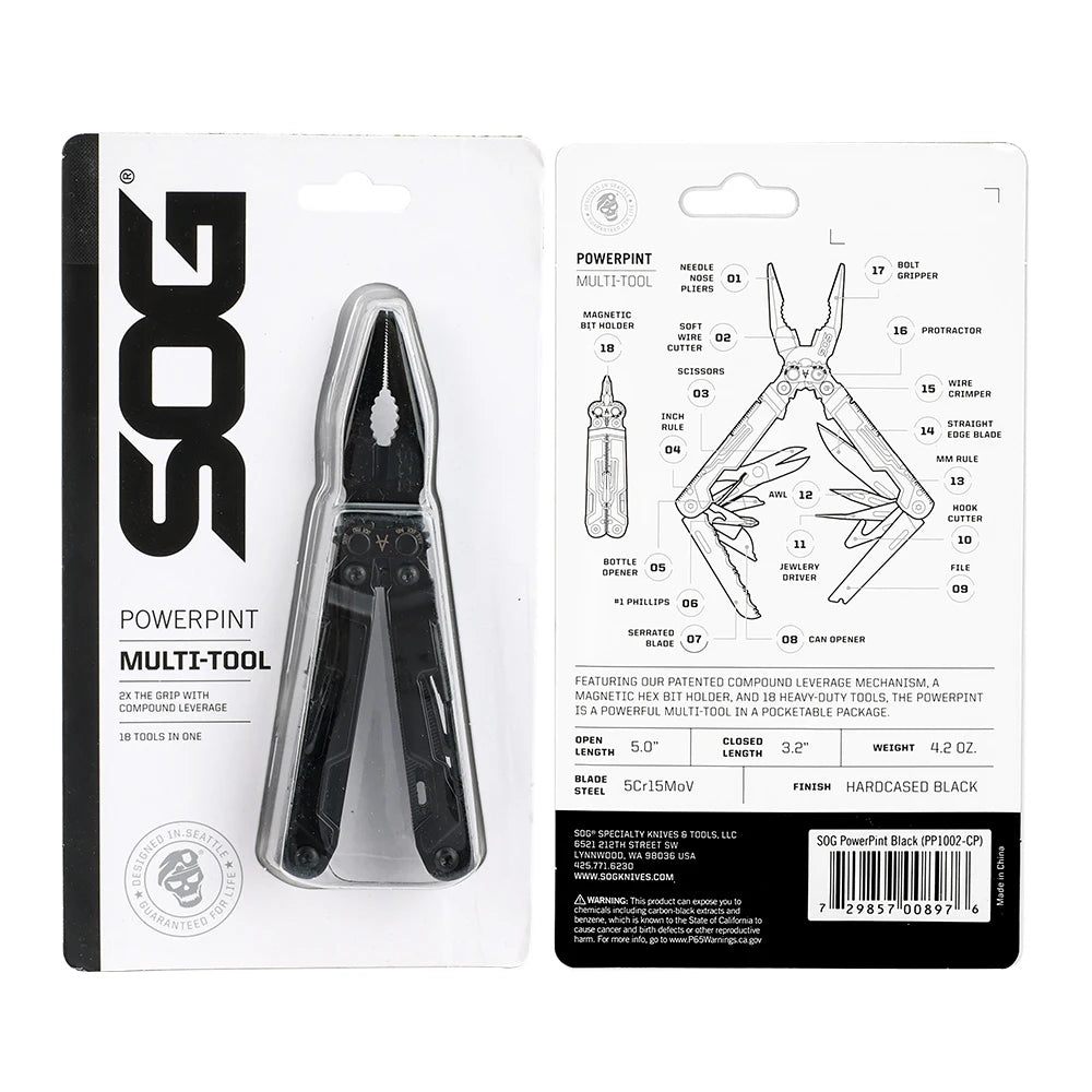 SOG PowerPint Mini Multi Tool Stainless Steel Pliers With Knife