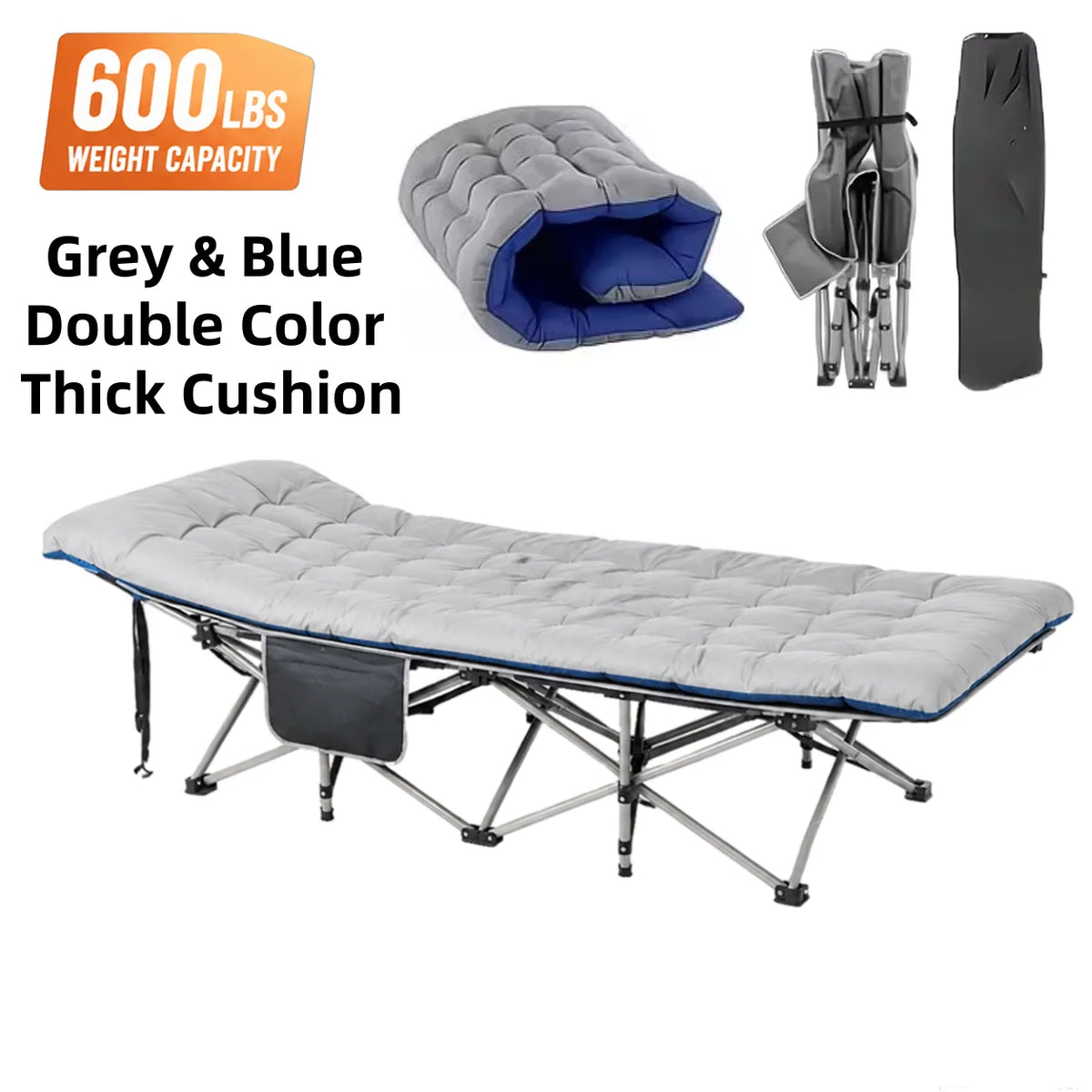 Premium Folding Camping Cot With Thick Mattress And Steel Frame
