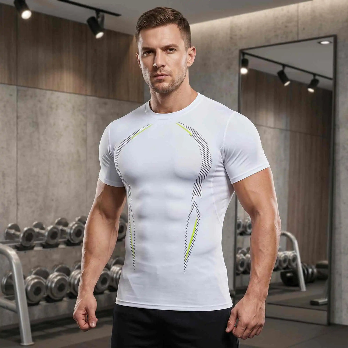 Mens Compression Workout Shirt Quick Dry Moisture Wicking Tee