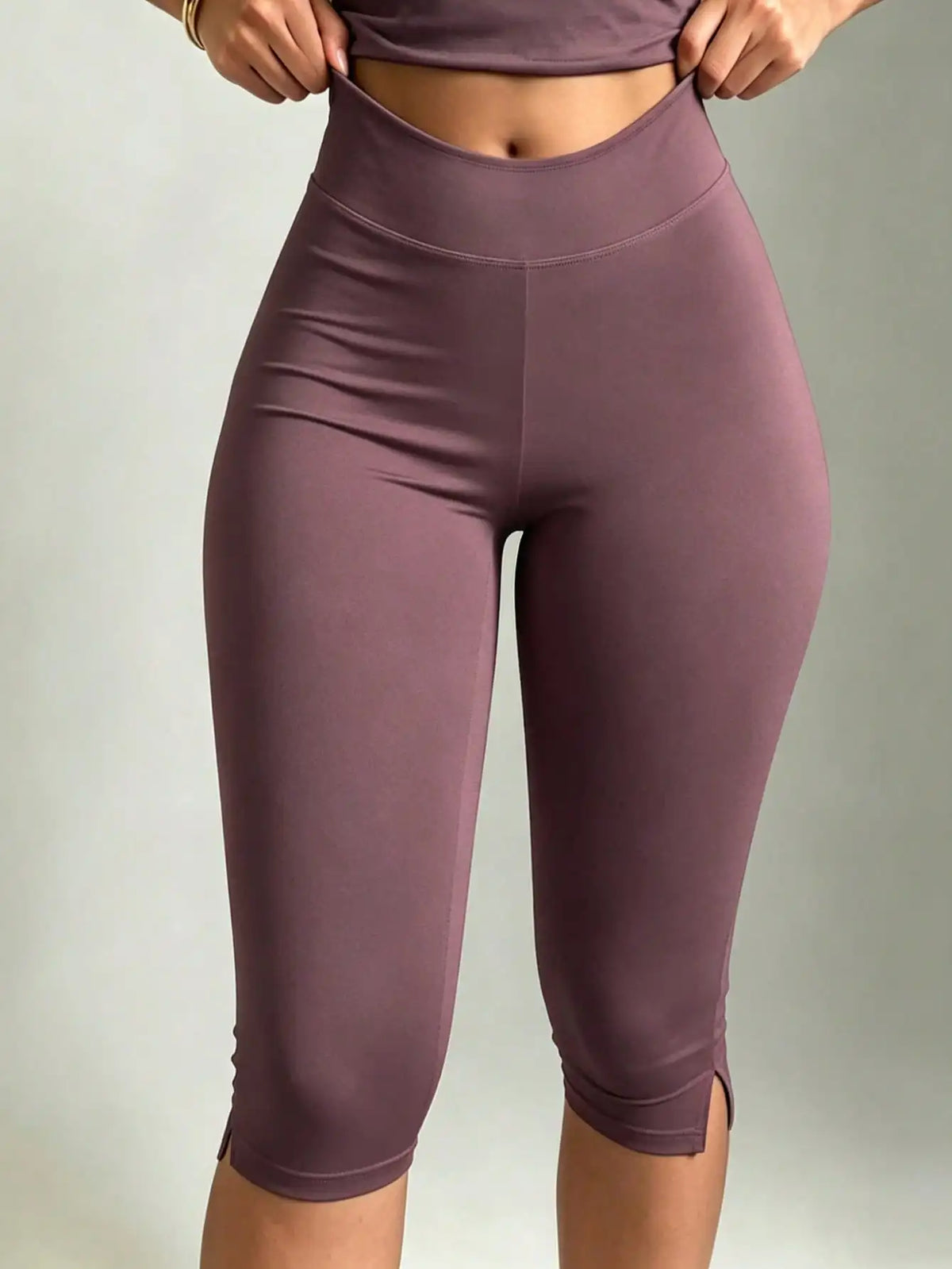 Women Split Hem Elastic Athletic Pants For Workout Gym Use