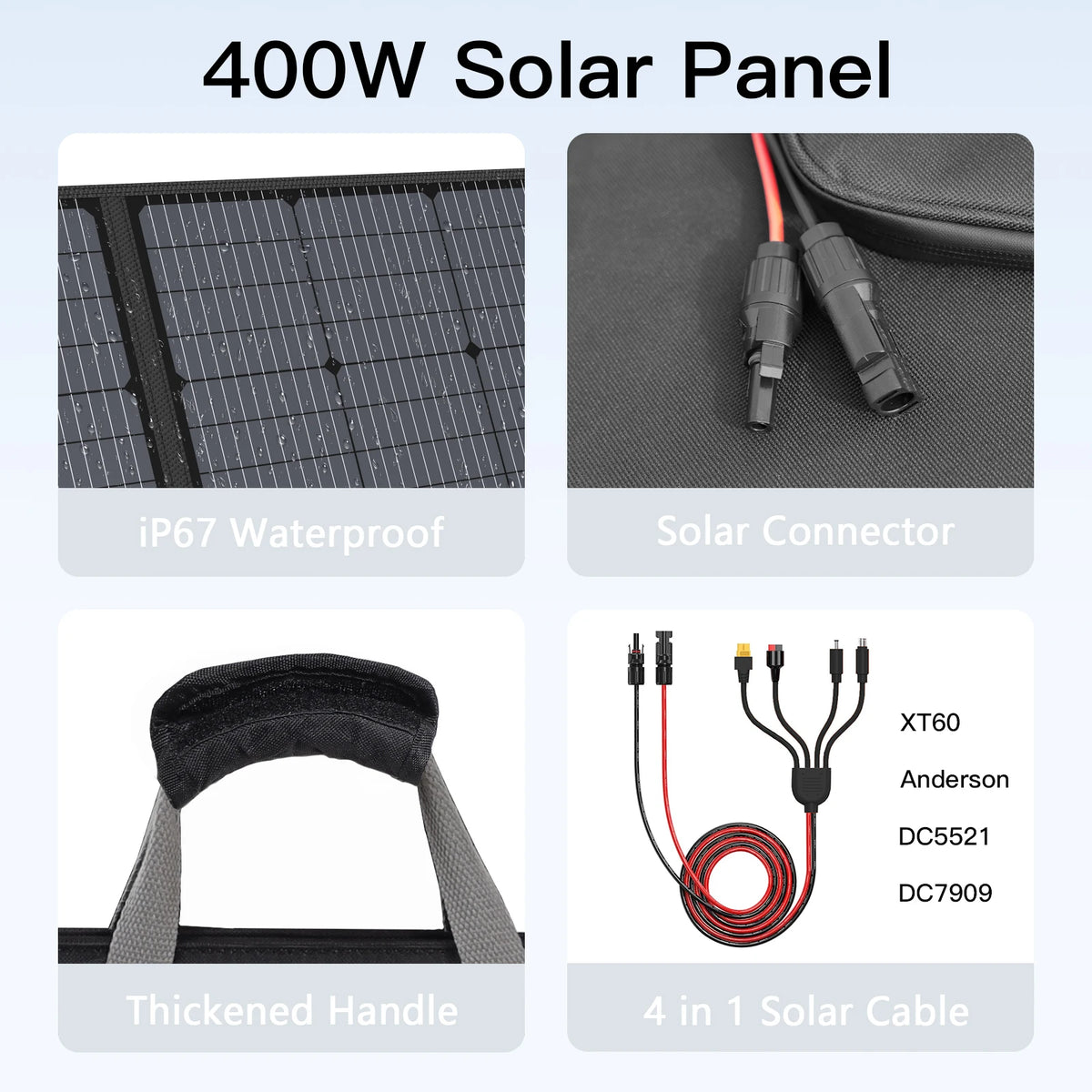MHPOWOS 400W Foldable Portable Solar Panel For Outdoor Camping