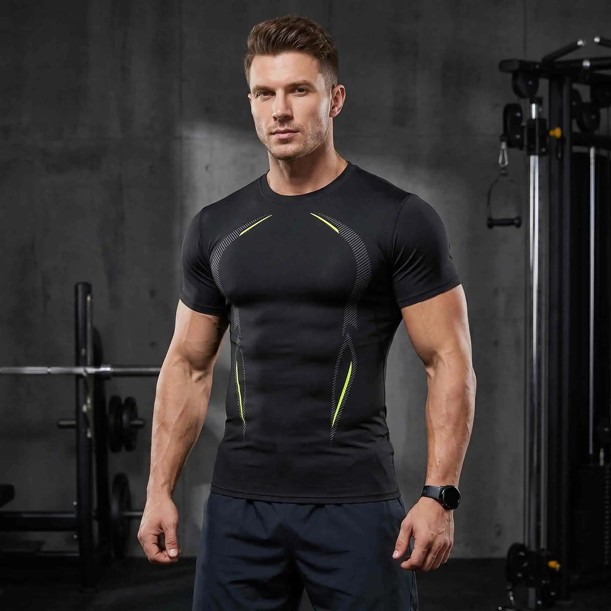 Mens Compression Workout Shirt Quick Dry Moisture Wicking Tee