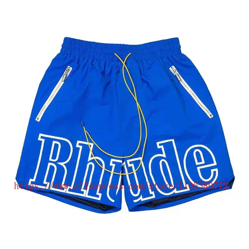 Men Casual Elastic Waist Drawstring Shorts With Zip Pockets