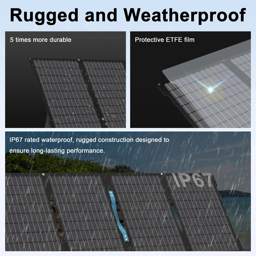 E-POWO 60W Foldable Solar Panel With IP67 Waterproof Charger