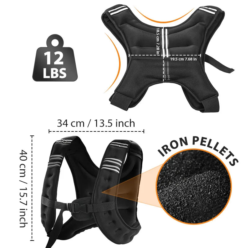 Reflective Adjustable Weight Training Vest For Fitness And Jogging