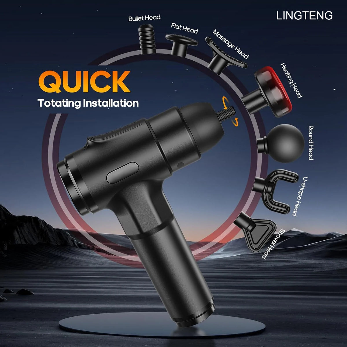Lingteng Silent Heating Massage Gun For Deep Muscle Care