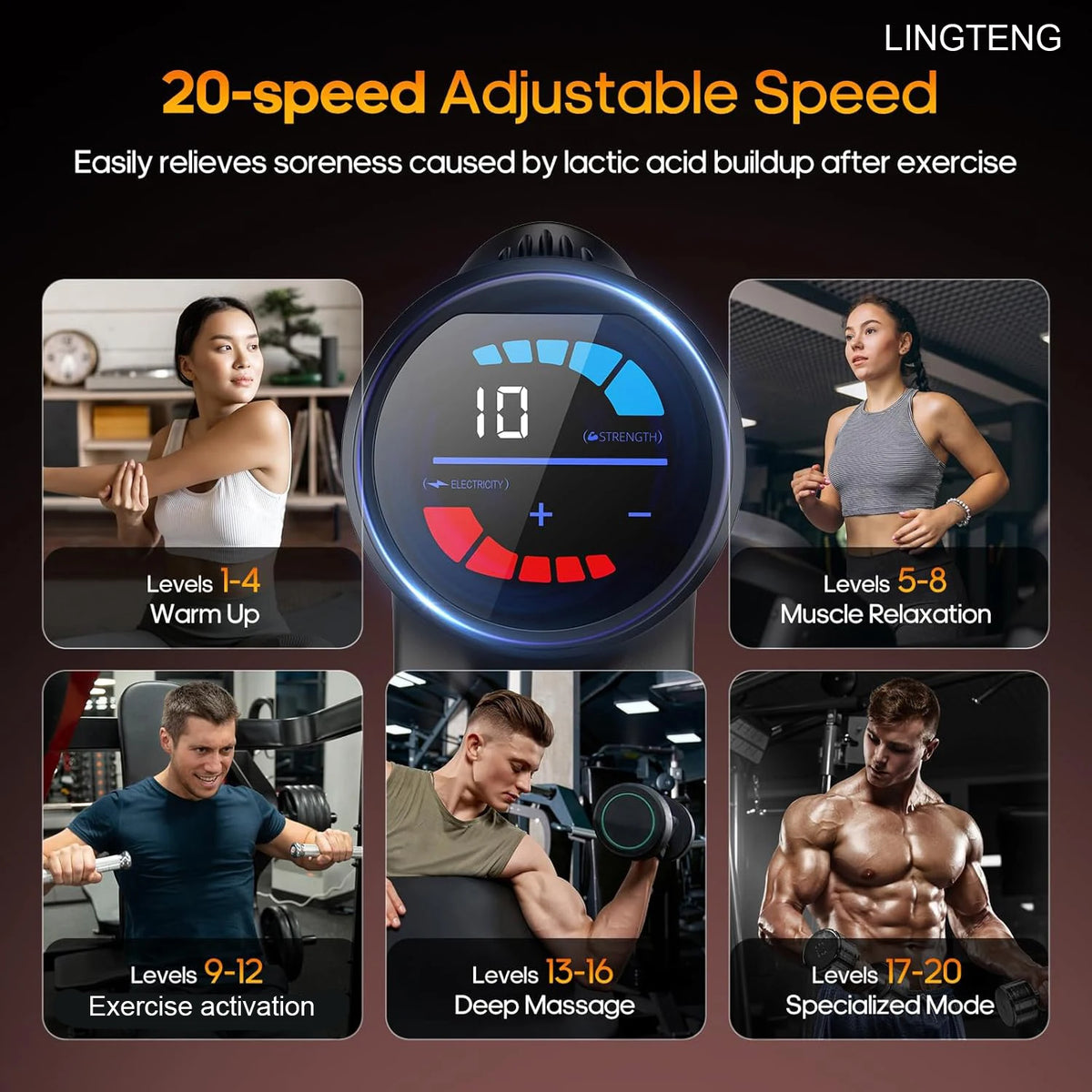 Lingteng Silent Heating Massage Gun For Deep Muscle Care