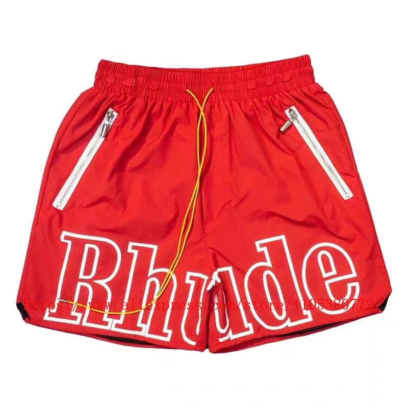 Men Casual Elastic Waist Drawstring Shorts With Zip Pockets
