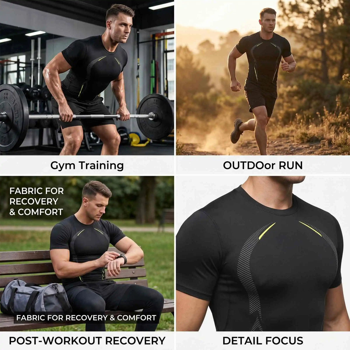 Mens Compression Workout Shirt Quick Dry Moisture Wicking Tee