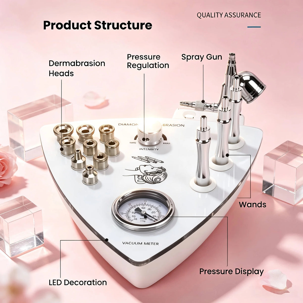 3 In 1 Professional Facial Skincare Device With Diamond Microdermabrasion