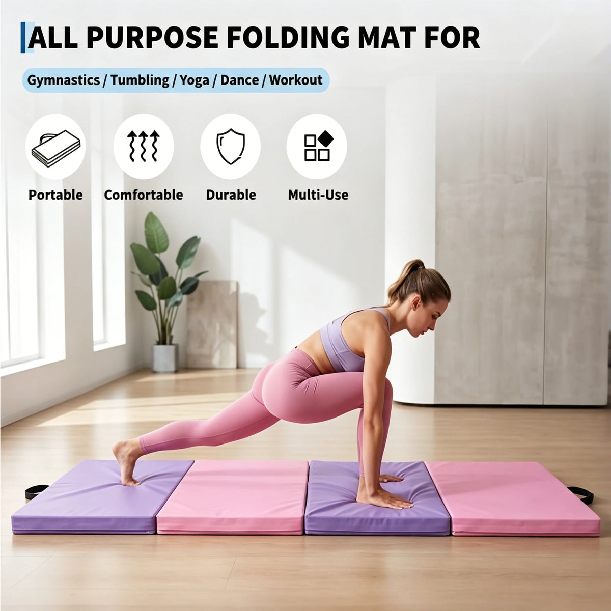 HiMISS Foldable Gymnastics Exercise Mat For Home Workouts