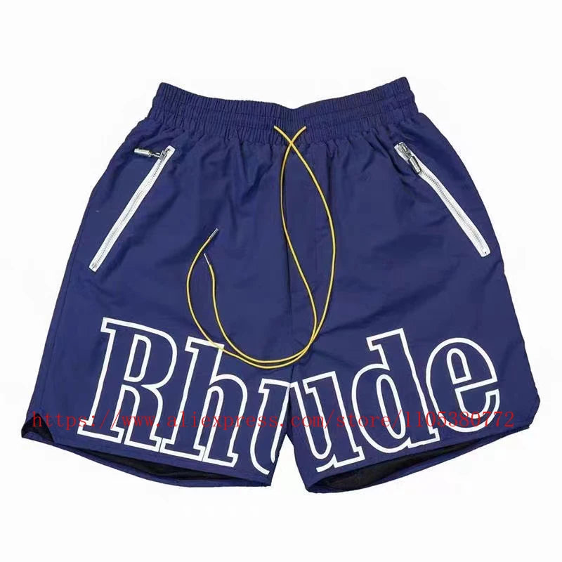 Men Casual Elastic Waist Drawstring Shorts With Zip Pockets
