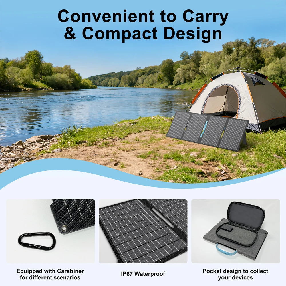 E-POWO 60W Foldable Solar Panel With IP67 Waterproof Charger