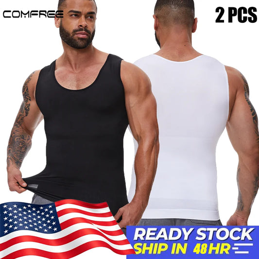 LALAMELON Men's Tummy Control Body Shaper Vest Compression Tank Top