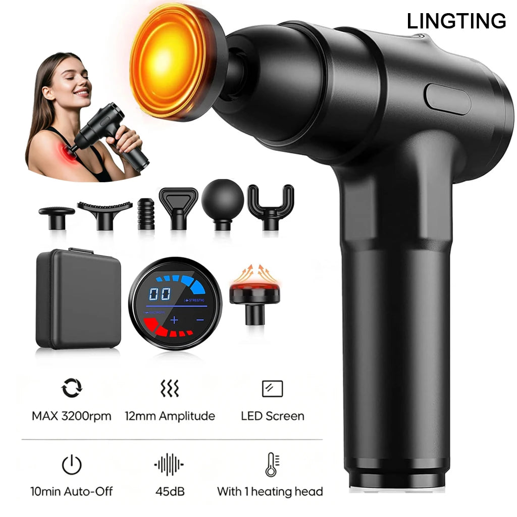 Lingteng Silent Heating Massage Gun For Deep Muscle Care